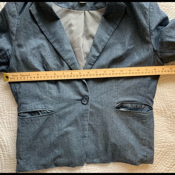 Chambray Denim Blazer Jacket - Picture 6 of 11